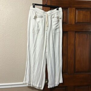 Lou & Grey White Linen Pants, Size Large